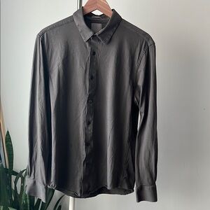 A-Frame slim grey Casual Button Down Shirt cotton M